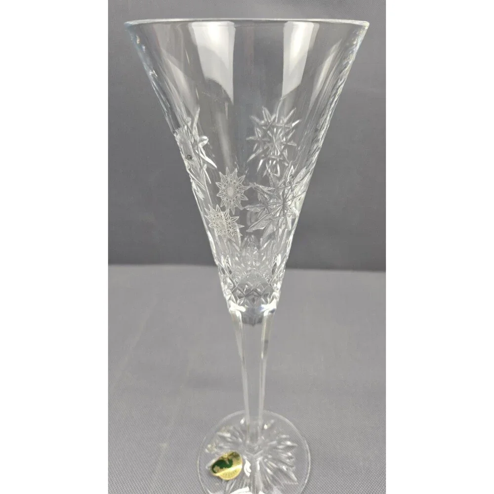 Waterford Snowflake Wishes Snowflake Joy Toasting Flute Italy 2 Charms W/ Box